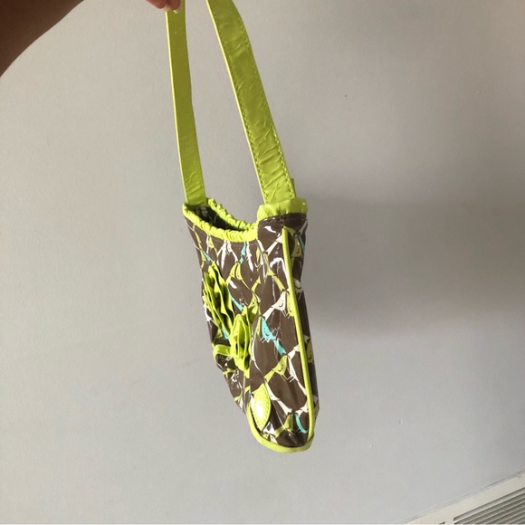 Vera Bradley lime green and brown shoulder bag, vintage style. Vinyl material. - Picture 2 of 5